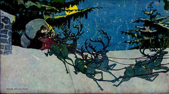 Reindeer sleigh on the roof